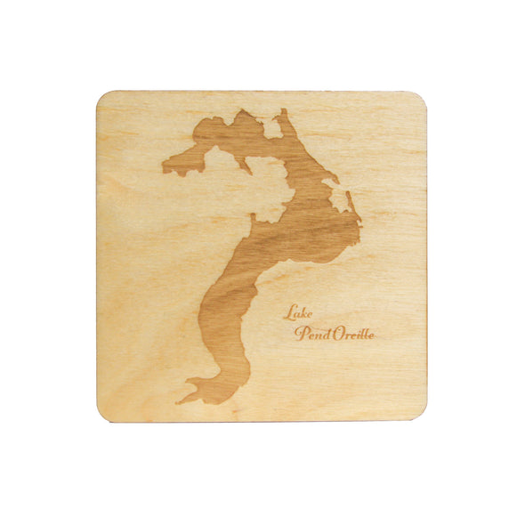 Lake Pend Oreille Wood Coaster Set